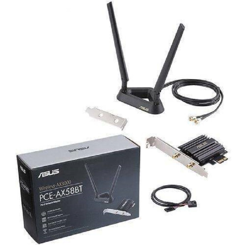 Asus Pce Ax58bt Pci E Adapter Ax3000 Dual Band Pci E Wifi 6 802 11ax Adapter With 2 External Antennas Supporting 160mhz Bluetooth 5 0 Hi Pc